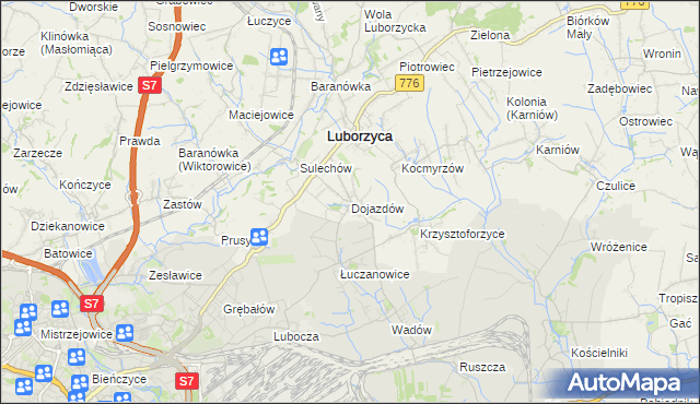 mapa Dojazdów, Dojazdów na mapie Targeo