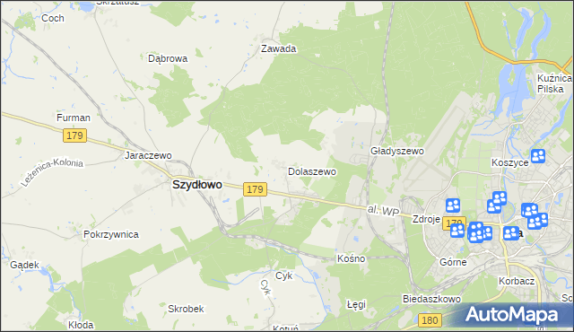mapa Dolaszewo, Dolaszewo na mapie Targeo