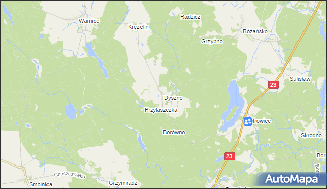 mapa Dyszno, Dyszno na mapie Targeo