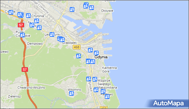 mapa Gdyni, Gdynia na mapie Targeo
