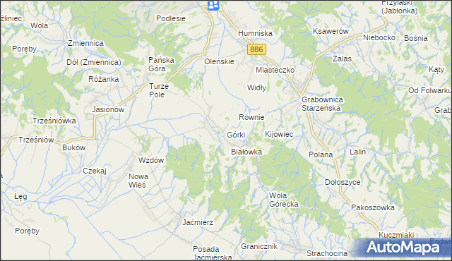 mapa Górki gmina Brzozów, Górki gmina Brzozów na mapie Targeo
