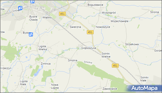 mapa Gręboszyce, Gręboszyce na mapie Targeo