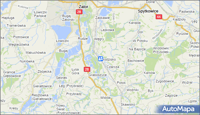 mapa Grodzisko gmina Zator, Grodzisko gmina Zator na mapie Targeo