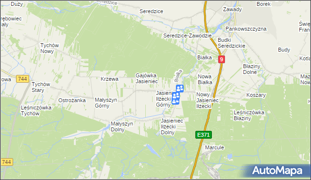 mapa Jasieniec Iłżecki Górny, Jasieniec Iłżecki Górny na mapie Targeo