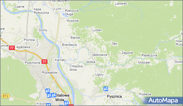 mapa Jastkowice, Jastkowice na mapie Targeo