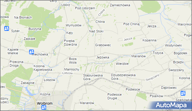 mapa Jeżówka gmina Wolbrom, Jeżówka gmina Wolbrom na mapie Targeo