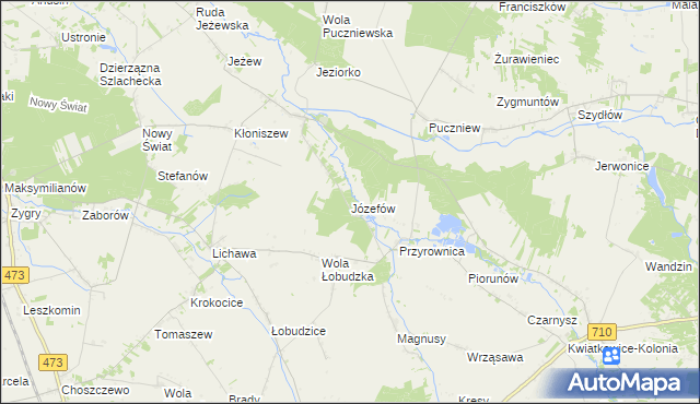 mapa Józefów gmina Zadzim, Józefów gmina Zadzim na mapie Targeo