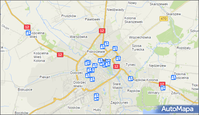 mapa Kalisza, Kalisz na mapie Targeo