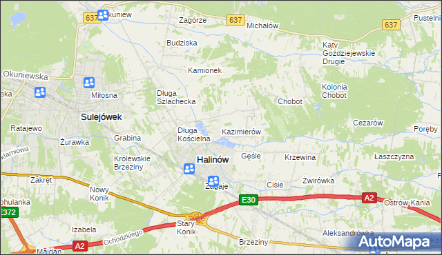 mapa Kazimierów gmina Halinów, Kazimierów gmina Halinów na mapie Targeo
