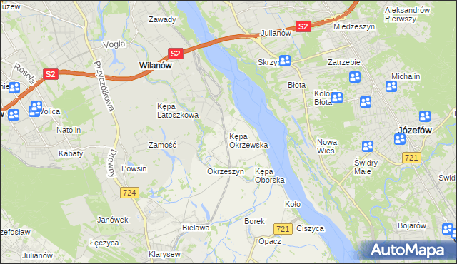 mapa Kępa Okrzewska, Kępa Okrzewska na mapie Targeo