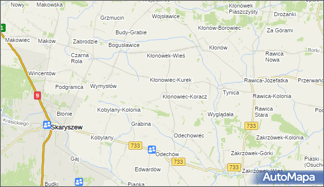 mapa Kłonowiec-Koracz, Kłonowiec-Koracz na mapie Targeo