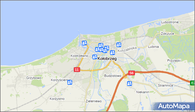 mapa Kołobrzegu, Kołobrzeg na mapie Targeo
