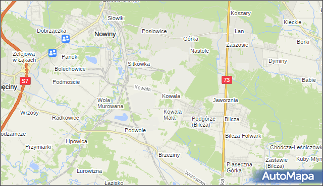 mapa Kowala gmina Sitkówka-Nowiny, Kowala gmina Sitkówka-Nowiny na mapie Targeo