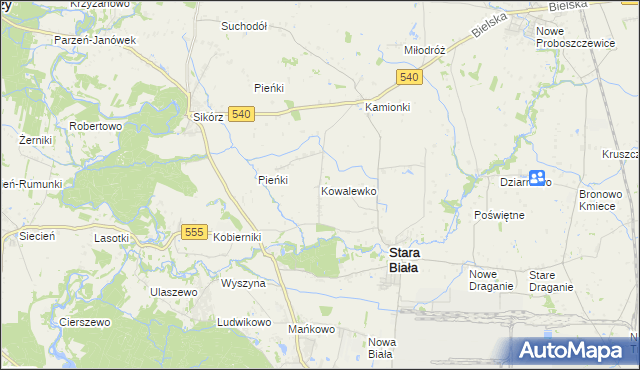 mapa Kowalewko gmina Stara Biała, Kowalewko gmina Stara Biała na mapie Targeo