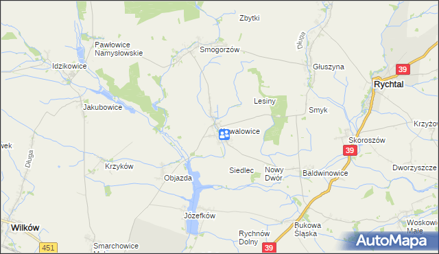 mapa Kowalowice, Kowalowice na mapie Targeo