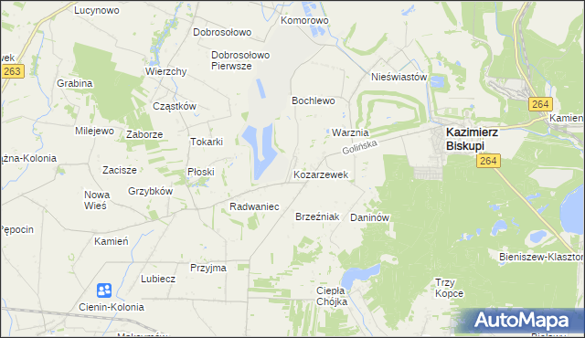 mapa Kozarzewek, Kozarzewek na mapie Targeo