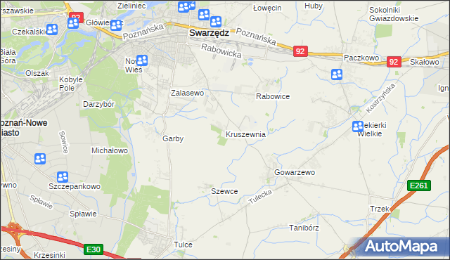 mapa Kruszewnia gmina Swarzędz, Kruszewnia gmina Swarzędz na mapie Targeo