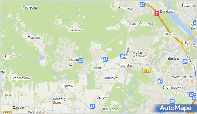 mapa Laski gmina Izabelin, Laski gmina Izabelin na mapie Targeo