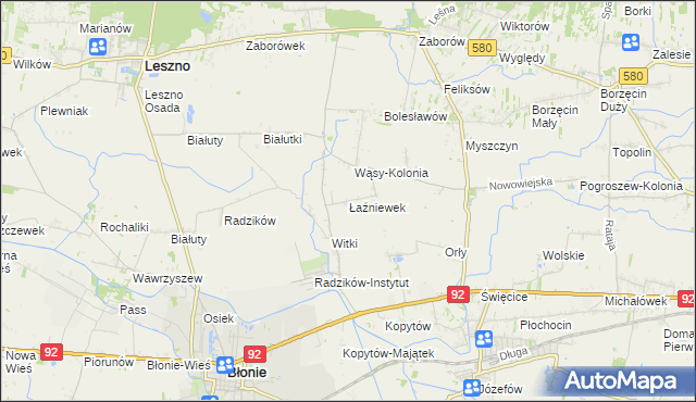 mapa Łaźniewek, Łaźniewek na mapie Targeo