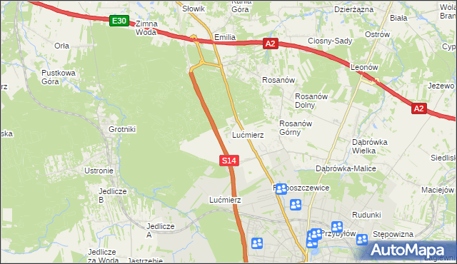 mapa Lućmierz-Ośrodek, Lućmierz-Ośrodek na mapie Targeo