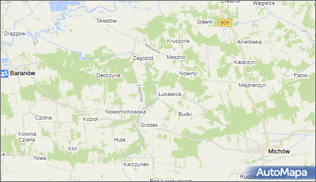 mapa Łukawica gmina Baranów, Łukawica gmina Baranów na mapie Targeo