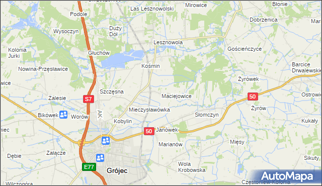 mapa Maciejowice gmina Grójec, Maciejowice gmina Grójec na mapie Targeo