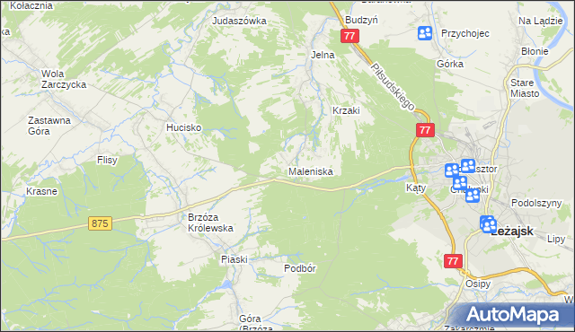 mapa Maleniska gmina Leżajsk, Maleniska gmina Leżajsk na mapie Targeo