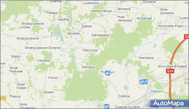 mapa Marianów gmina Wodzierady, Marianów gmina Wodzierady na mapie Targeo