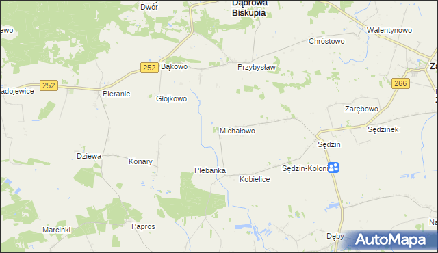 mapa Michałowo gmina Zakrzewo, Michałowo gmina Zakrzewo na mapie Targeo