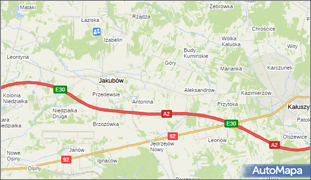 mapa Moczydła gmina Jakubów, Moczydła gmina Jakubów na mapie Targeo
