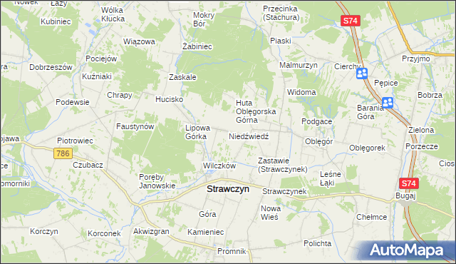 mapa Niedźwiedź gmina Strawczyn, Niedźwiedź gmina Strawczyn na mapie Targeo