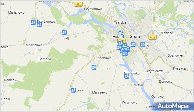mapa Nochowo, Nochowo na mapie Targeo