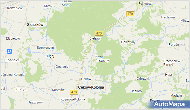 mapa Nowe Prażuchy, Nowe Prażuchy na mapie Targeo