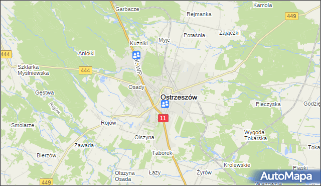 mapa Ostrzeszów, Ostrzeszów na mapie Targeo