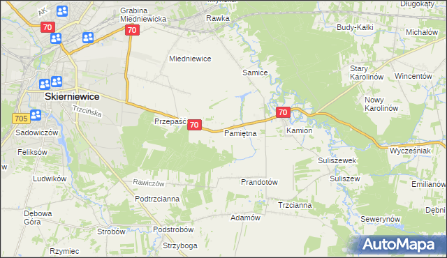 mapa Pamiętna, Pamiętna na mapie Targeo