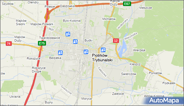 mapa Piotrków Trybunalski, Piotrków Trybunalski na mapie Targeo