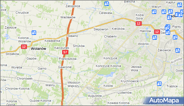 mapa Podkończyce, Podkończyce na mapie Targeo