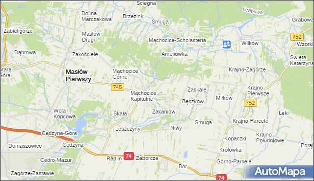 mapa Podmąchocice, Podmąchocice na mapie Targeo