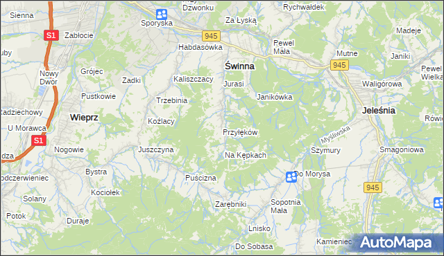 mapa Przyłęków, Przyłęków na mapie Targeo