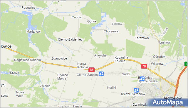 mapa Przysów, Przysów na mapie Targeo