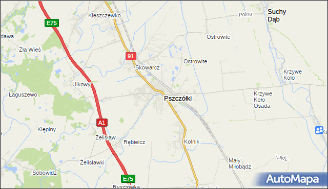mapa Pszczółki powiat gdański, Pszczółki powiat gdański na mapie Targeo