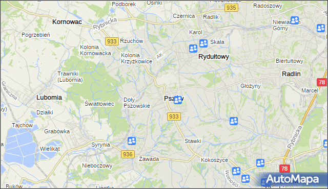 mapa Pszów, Pszów na mapie Targeo