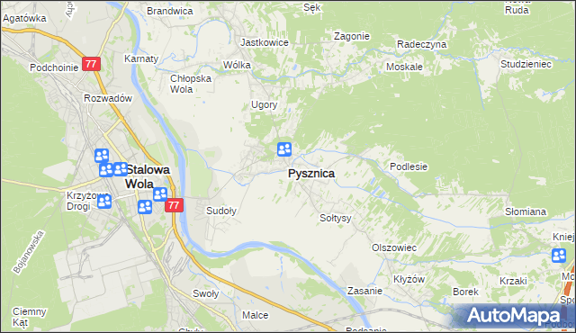 mapa Pysznica, Pysznica na mapie Targeo