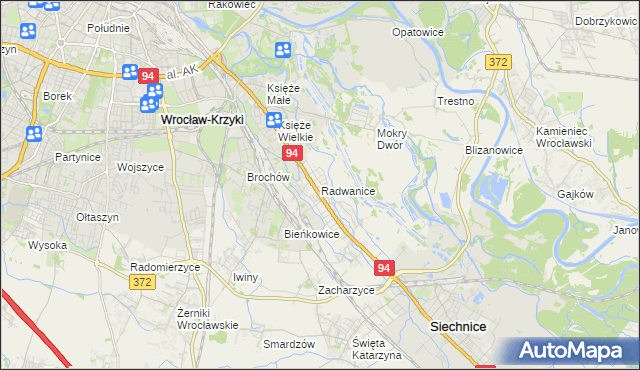 mapa Radwanice gmina Siechnice, Radwanice gmina Siechnice na mapie Targeo
