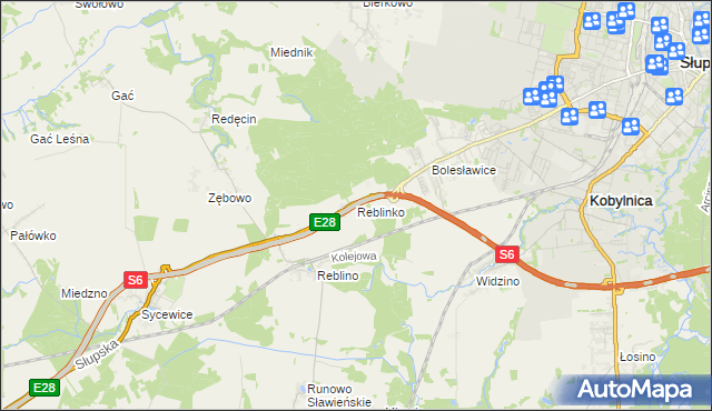mapa Reblinko, Reblinko na mapie Targeo
