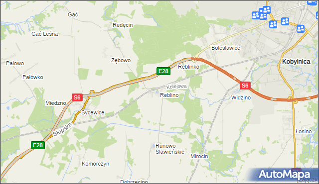 mapa Reblino, Reblino na mapie Targeo