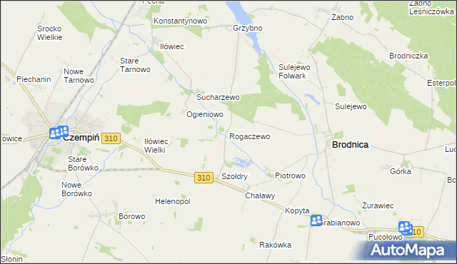 mapa Rogaczewo gmina Brodnica, Rogaczewo gmina Brodnica na mapie Targeo