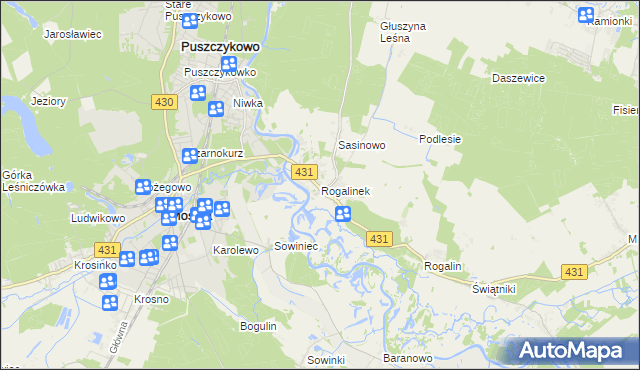mapa Rogalinek, Rogalinek na mapie Targeo