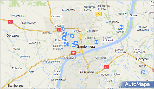 mapa Sandomierza, Sandomierz na mapie Targeo