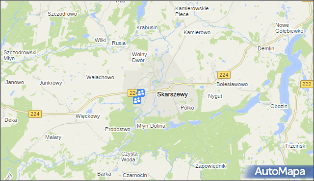 mapa Skarszewy powiat starogardzki, Skarszewy powiat starogardzki na mapie Targeo